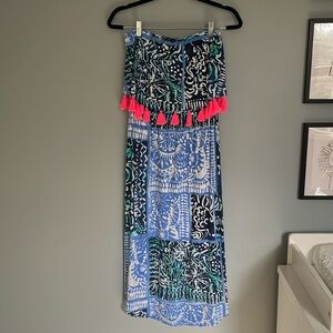 Lilly Pulitzer Tassel Strapless Dress Size Small